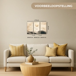 Landschap - Japandi - Beige - Vogels Canvas - Meerluiken 3 luik klein -sfeer6-formaat