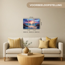 Strand - Blauw - Verf - Paars Canvas - Meerluiken 3 luik klein -sfeer6-formaat