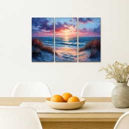 Strand - Blauw - Verf - Paars Canvas - Meerluiken 3 luik klein -sfeer4
