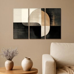 Vormen - Abstract - Goud Canvas - Meerluiken 3 luik klein -sfeer1