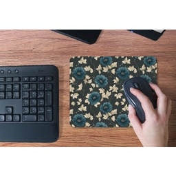 Botanisch - Bloemen - Blauw muismat rubber klein 262 -toetsenbord