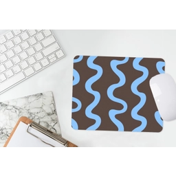Kronkelende lijnen - Blauw - Bruin - Minimalistisch muismat rubber klein 262 -witbureau