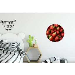 Aardbei - Fruit - Rood Wandcirkel aluminium klein -kinderkamer