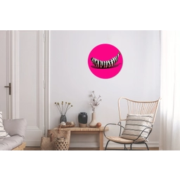 Banaan - Zebraprint - Roze Wandcirkel aluminium klein -woonkamer