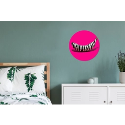 Banaan - Zebraprint - Roze Wandcirkel aluminium klein -slaapkamer