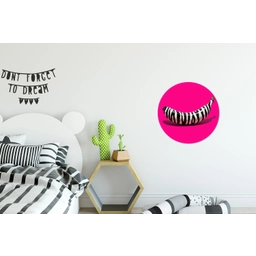 Banaan - Zebraprint - Roze Wandcirkel aluminium klein -kinderkamer