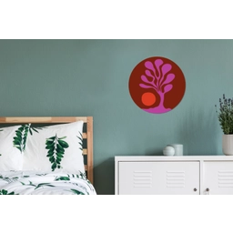 Boom - Paars - Cirkel - Vloeiend Wandcirkel aluminium klein -slaapkamer
