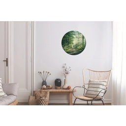 Bos - Pad - Zon - Bomen - Groen - Natuur Wandcirkel aluminium klein -woonkamer