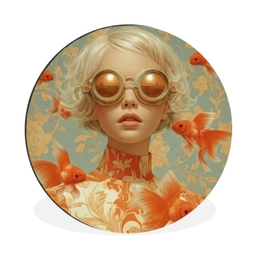 Goudvissen - Oranje - Vrouw - Blond Wandcirkel aluminium klein -3d
