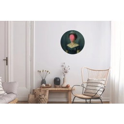 Kroon - Roze druipend verf - Portret Wandcirkel aluminium klein -woonkamer