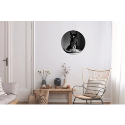 Paard - Bord - Pasta - Tafelkleed - Zwart Wit - Dieren Wandcirkel aluminium klein -woonkamer