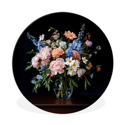 Pastel - Bloemen - Glazen - Vaas Wandcirkel aluminium klein -3d