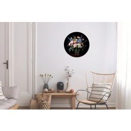 Pastel - Bloemen - Glazen - Vaas Wandcirkel aluminium klein -woonkamer