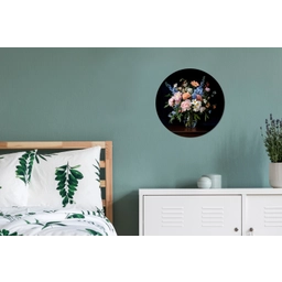 Pastel - Bloemen - Glazen - Vaas Wandcirkel aluminium klein -slaapkamer