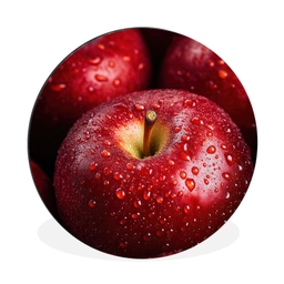 Rood - Appels - Fruit Wandcirkel aluminium klein -3d