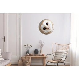 Uil - Bruin - Wit Wandcirkel aluminium klein -woonkamer