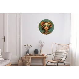 Vrouw - Bloemen - Vlinders - Natuur - Vintage Wandcirkel aluminium klein -woonkamer