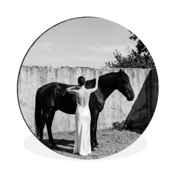 Vrouw - Paard - Artistiek Wandcirkel aluminium klein -3d