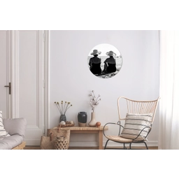 Vrouwen - Zonnehoed - Strand - Zwart - Wit Wandcirkel aluminium klein -woonkamer