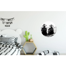 Vrouwen - Zonnehoed - Strand - Zwart - Wit Wandcirkel aluminium klein -kinderkamer
