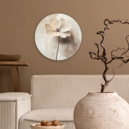 Bloem - Beige - Verf - Schaduw Wandcirkel kunststof plaat 5mm dik klein -sfeer1
