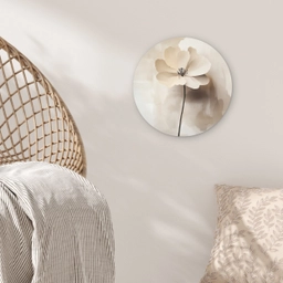 Bloem - Beige - Verf - Schaduw Wandcirkel kunststof plaat 5mm dik klein -sfeer5
