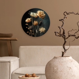 Boeket - Bloemen - Licht - Zwart Wandcirkel kunststof plaat 5mm dik klein -sfeer1