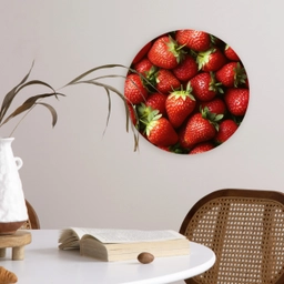 Aardbei - Fruit - Rood Wandcirkel plexiglas klein -sfeer4