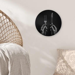 Bestek - Zwart - Wit Wandcirkel plexiglas klein -sfeer5