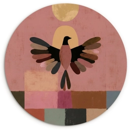 Illustratie - Vogel - Vlakken - Kleurrijk Wandcirkel kunststof plaat 5mm dik klein -3d