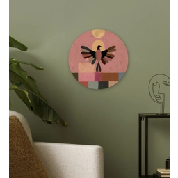 Illustratie - Vogel - Vlakken - Kleurrijk Wandcirkel kunststof plaat 5mm dik klein -sfeer3
