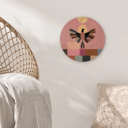 Illustratie - Vogel - Vlakken - Kleurrijk Wandcirkel kunststof plaat 5mm dik klein -sfeer5