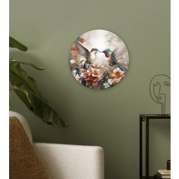 Kolibrie - Vogels - Bloemen - Natuur Wandcirkel kunststof plaat 5mm dik klein -sfeer3
