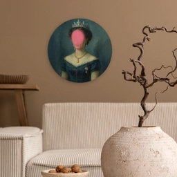 Kroon - Roze druipend verf - Portret Wandcirkel kunststof plaat 5mm dik klein -sfeer1