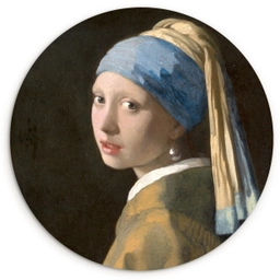Meisje met de Parel - Schilderij van Johannes Vermeer Wandcirkel kunststof plaat 5mm dik klein -3d
