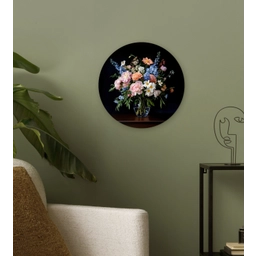 Pastel - Bloemen - Glazen - Vaas Wandcirkel kunststof plaat 5mm dik klein -sfeer3