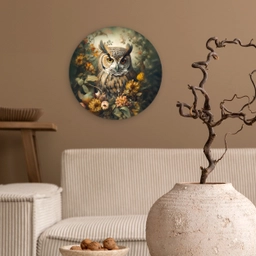Uil - Vogels - Bloemen - Natuur Wandcirkel kunststof plaat 5mm dik klein -sfeer1