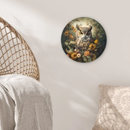 Uil - Vogels - Bloemen - Natuur Wandcirkel kunststof plaat 5mm dik klein -sfeer5