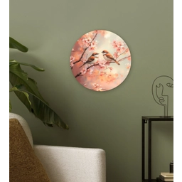 Vogels - Romantic - Bloesemtak Wandcirkel kunststof plaat 5mm dik klein -sfeer3