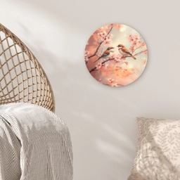 Vogels - Romantic - Bloesemtak Wandcirkel kunststof plaat 5mm dik klein -sfeer5
