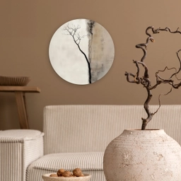 Wabi sabi - Plant - Beige Wandcirkel kunststof plaat 5mm dik klein -sfeer1