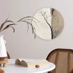 Wabi sabi - Plant - Beige Wandcirkel kunststof plaat 5mm dik klein -sfeer4