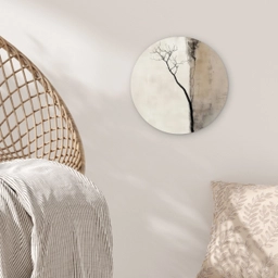 Wabi sabi - Plant - Beige Wandcirkel kunststof plaat 5mm dik klein -sfeer5