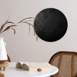 Zwart - Steen - Beton Wandcirkel kunststof plaat 5mm dik klein -sfeer4