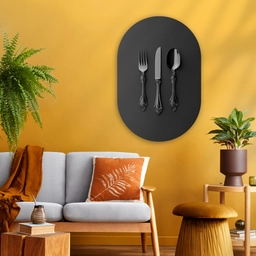 Bestek - Zwart Wandcirkel Ovaal Glas middel -sfeer4