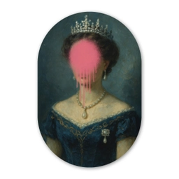Kroon - Roze druipend verf - Portret Wandcirkel Ovaal Glas middel -3d