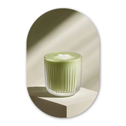 Matcha - Glas - Groen - Minimalistisch Wandcirkel Ovaal Glas middel -3d