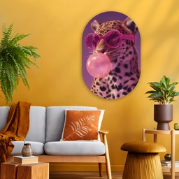 Panter - Zonnebril - Kauwgombel - Roze Wandcirkel Ovaal Glas middel -sfeer4