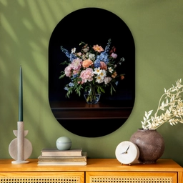 Pastel - Bloemen - Glazen - Vaas Wandcirkel Ovaal Glas middel -sfeer2