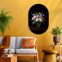 Pastel - Bloemen - Glazen - Vaas Wandcirkel Ovaal Glas middel -sfeer4